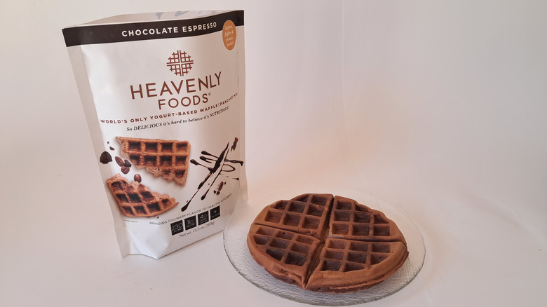 waffle on plate beside mix