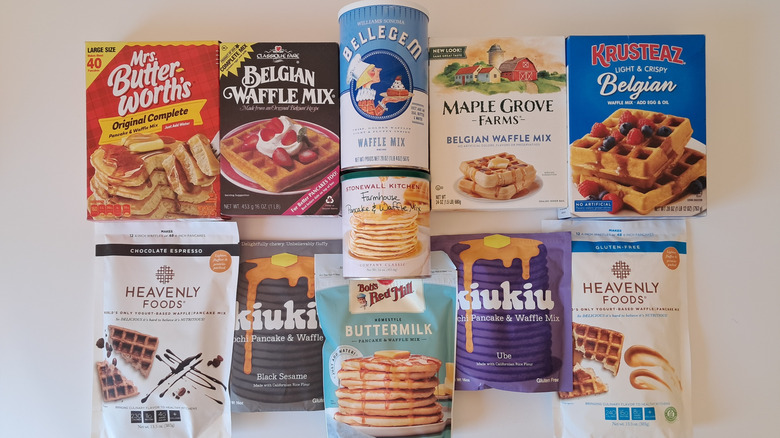 eight packages of waffle mix