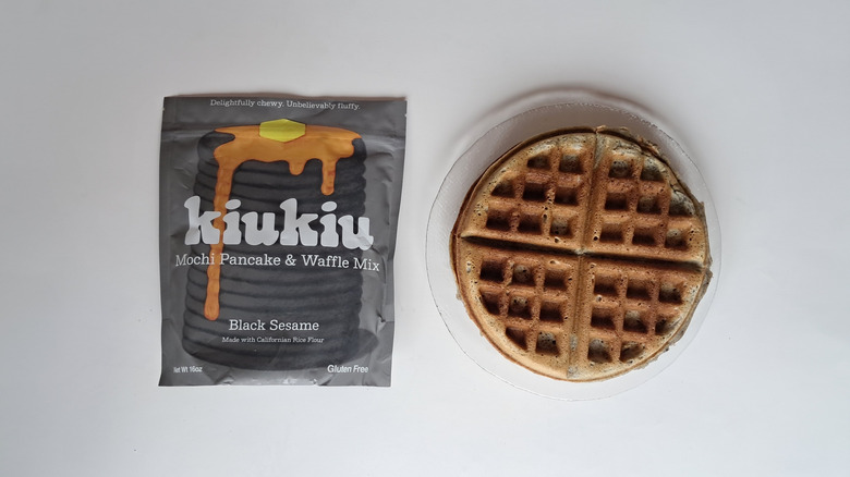 waffles beside sachet of mix