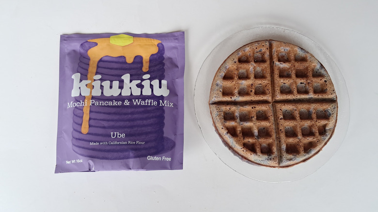 waffle beside sachet of mix