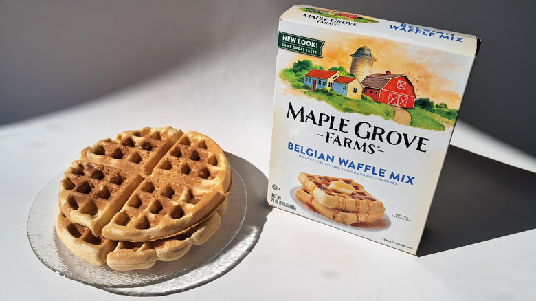 waffles beside box of mix