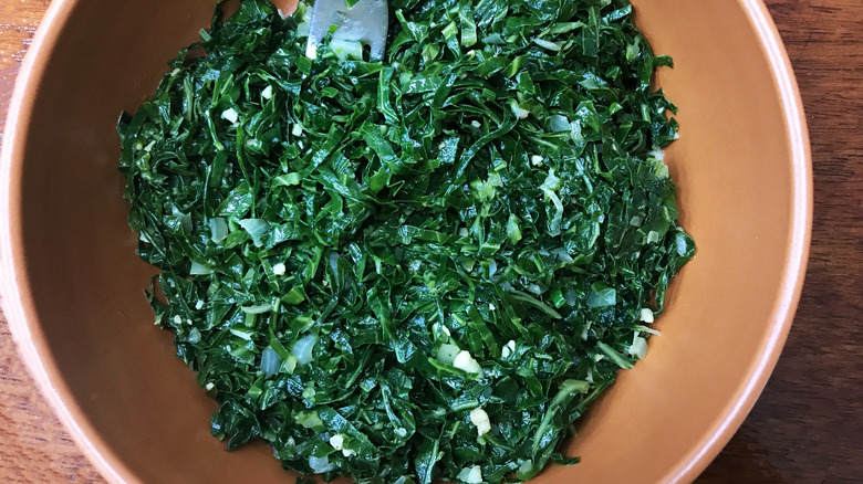 bowl of braised kale