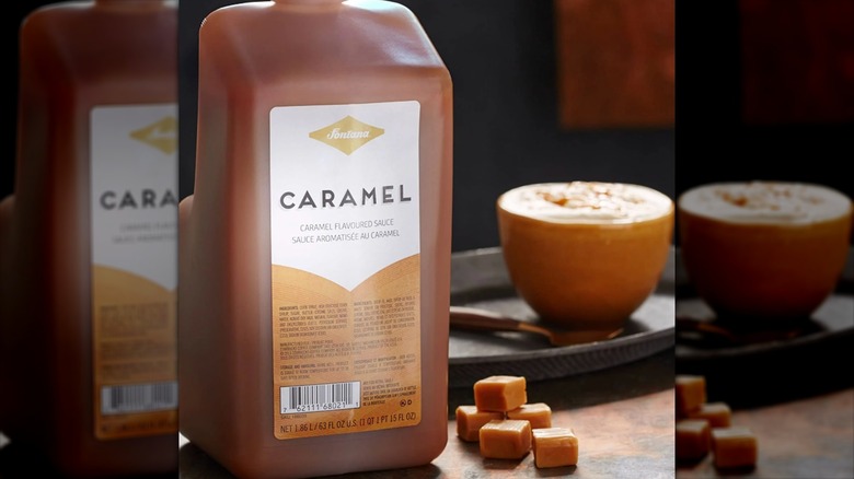A bottle of Fontana's caramel sauce