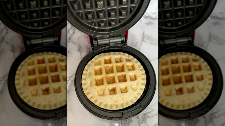 Uncrustable cooked in waffle maker