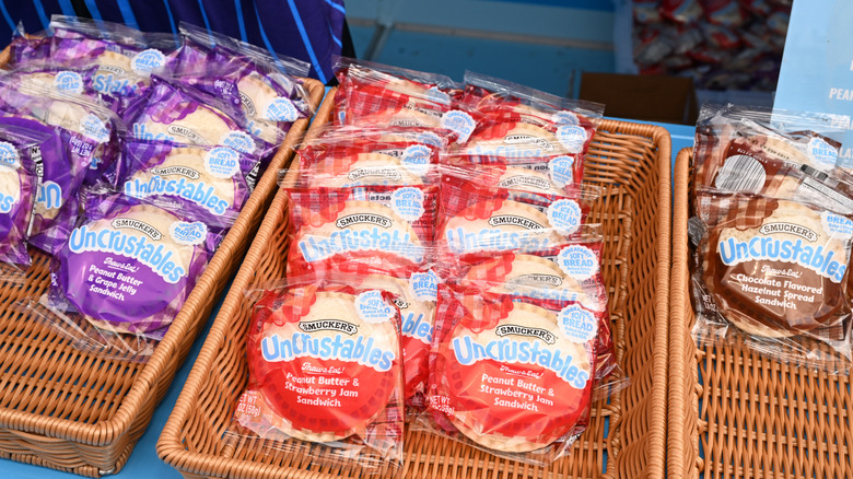 baskets of different uncrustables flavors