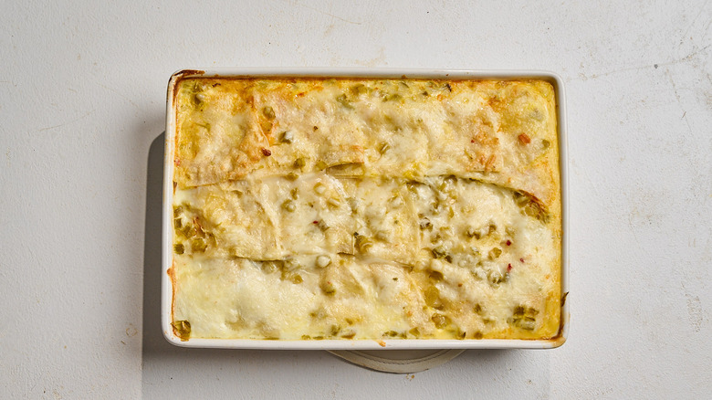 baked casserole in a dish on a table