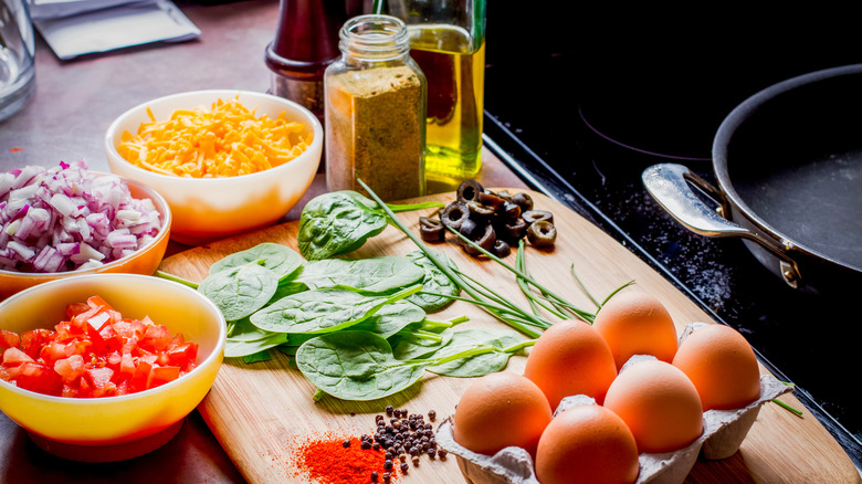 burrito ingredients on cutting board