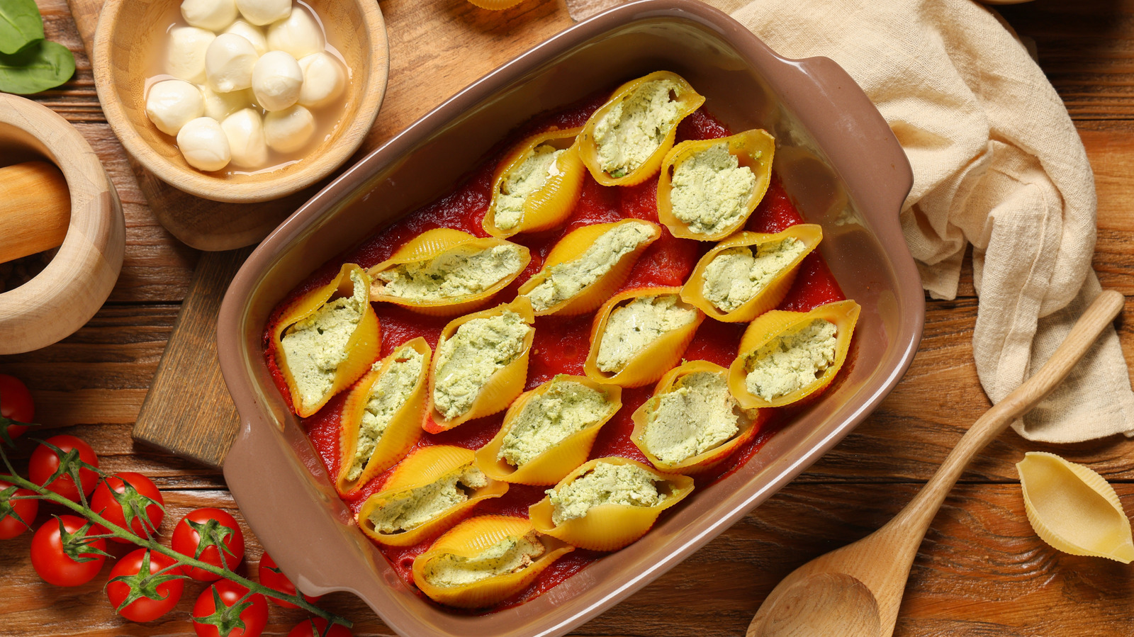 Bring Luxury To Stuffed Shell Pasta By Ditching The Cheese Filling For Seafood