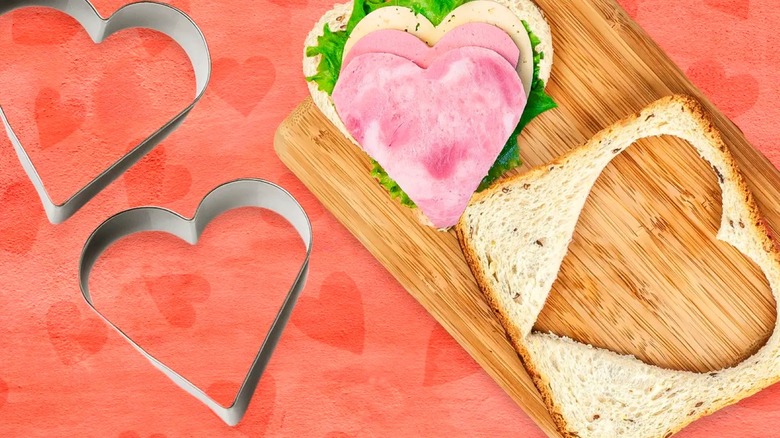 heart-shaped sandwich and cutters
