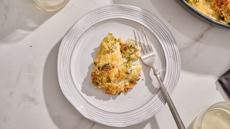 broccoli au gratin on a plate