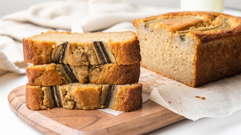 slices of brown butter banana bread