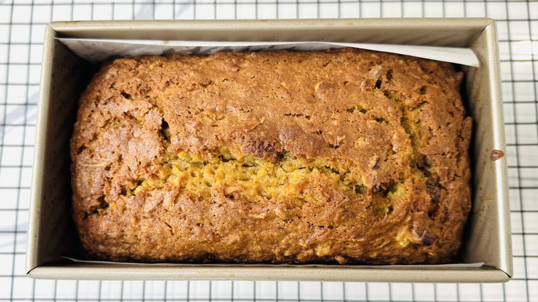 Carrot pound cake baked in loaf pan