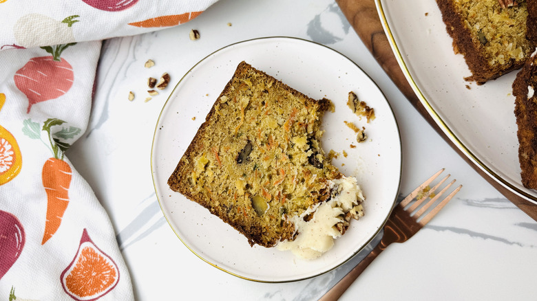 Carrot pound cake with brown butter cream cheese icing