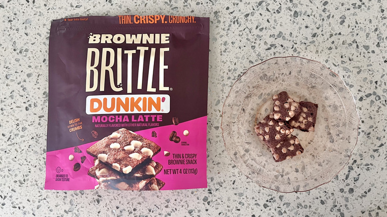 Mocha latte Brownie Brittle pieces on a plate