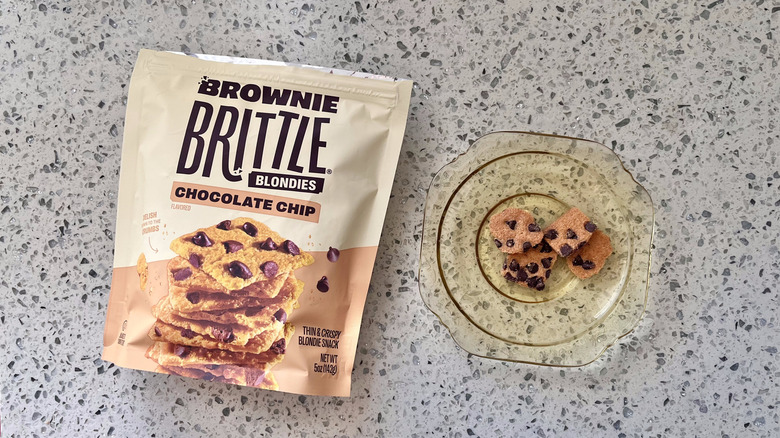 Chocolate chip blondie Brownie Brittle pieces on a plate