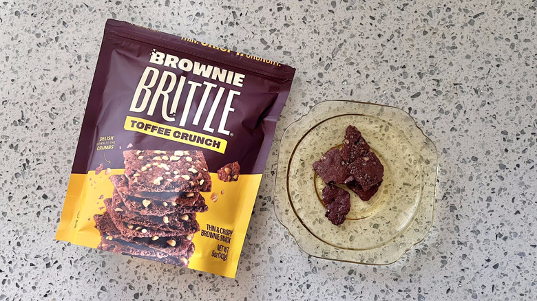 Toffee crunch Brownie Brittle pieces on a plate