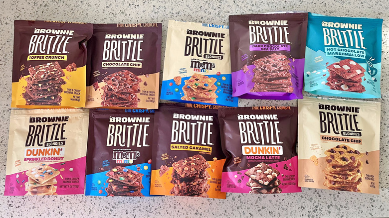 Top view of various Brownie Brittle flavors