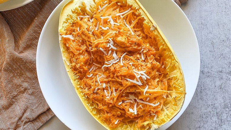 chicken and cheese in squash