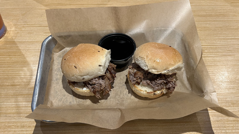 Buffalo Wild Wings Beef on Weck Sliders with au jus.