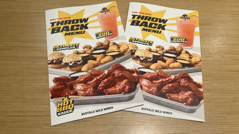 Buffalo Wild Wings Throwback Menus.