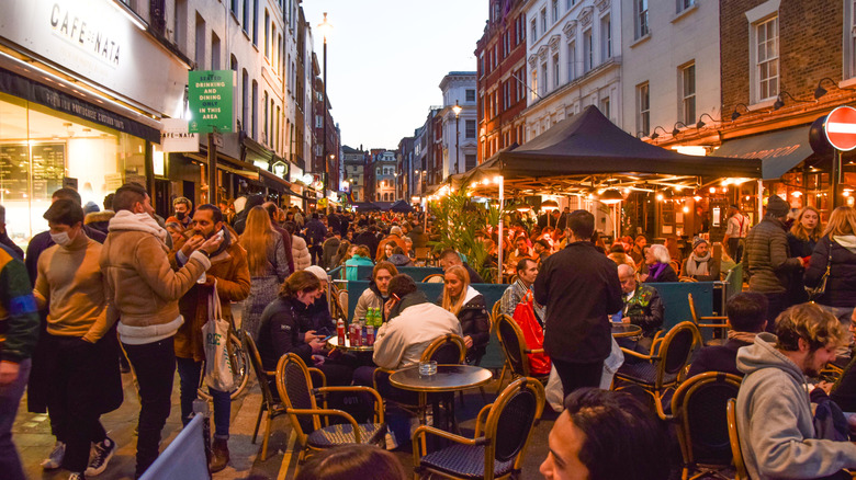 Busy outdoor restaurant