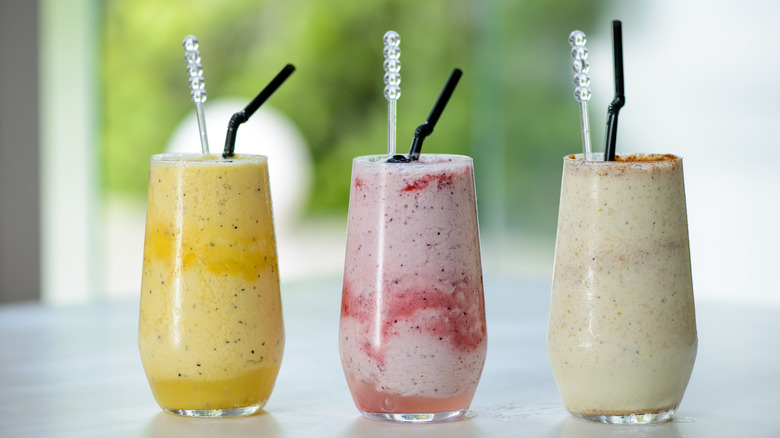 three assorted smoothies