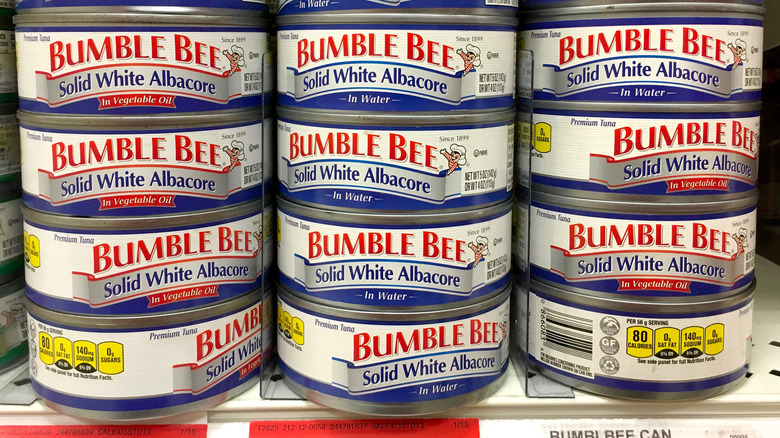 Cans of bumble bee tuna