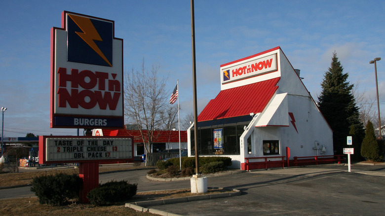 an exterior shot of a Hot N' Now restaurant