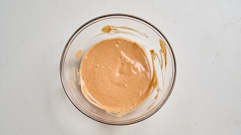 Burger sauce mixed in a bowl