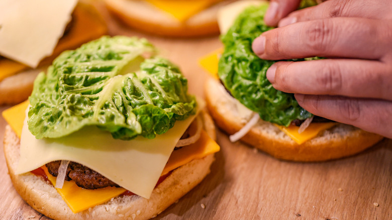 preparing burgers