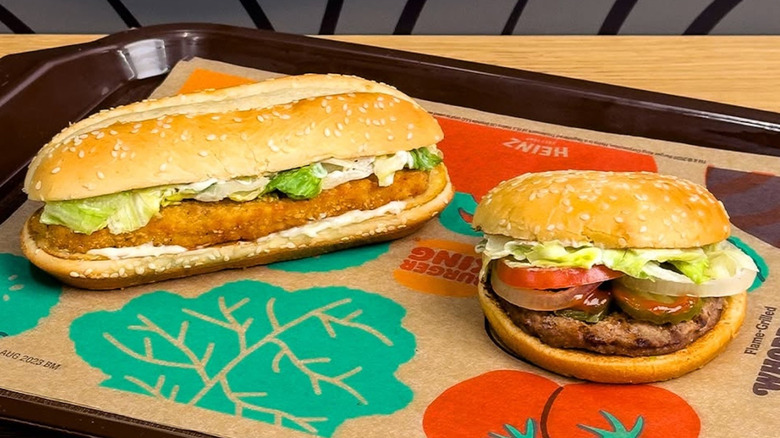 Burger King chicken sandwich and burger