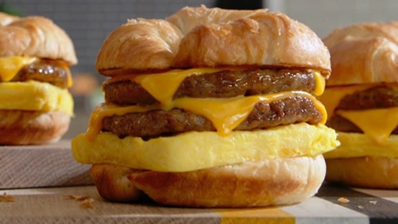 Burger King breakfast combo on blue tray