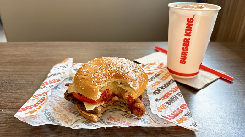 Burger King Peppercorn BLT Whopper with bites taken