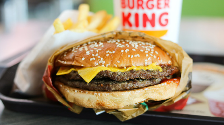 Burger King cheeseburger combo meal.