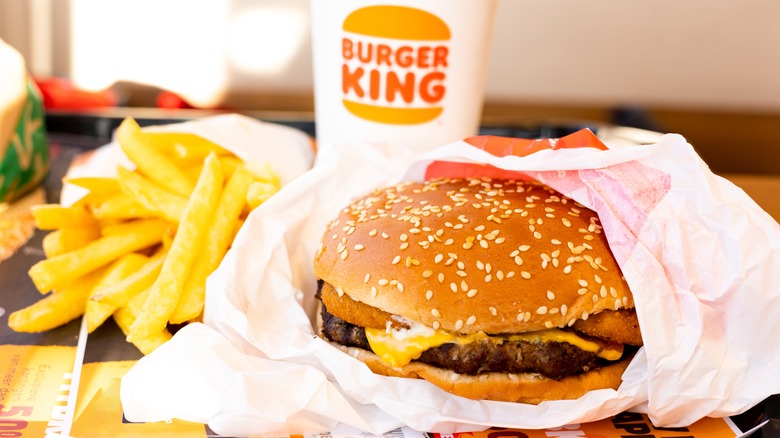 Burger king meal with fries