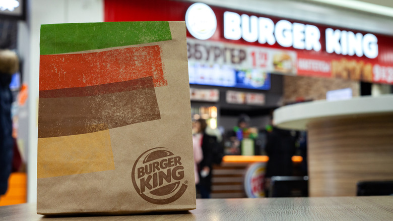 Burger King bag in restaurant