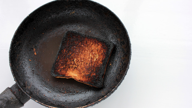 burnt toast in old pan