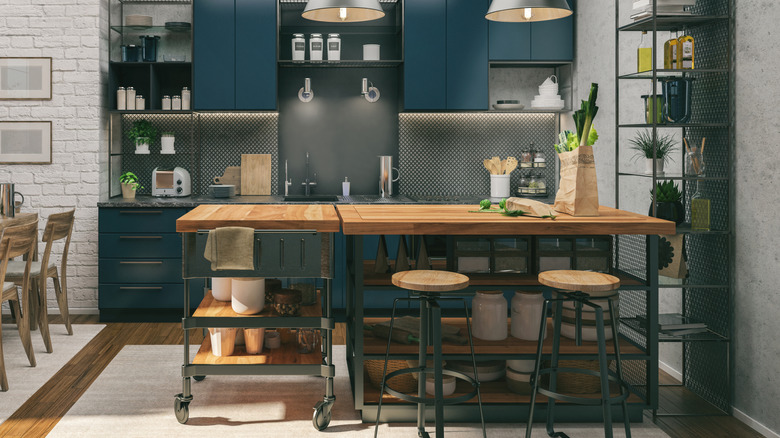 butcher's block counter in a kitchen