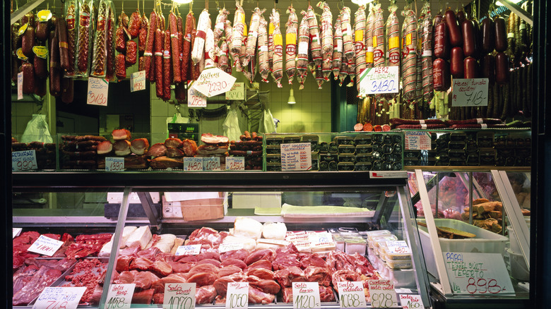 A butcher shop in Budapest, Hungary