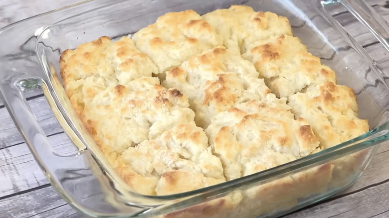 butter dip biscuits in glass pan