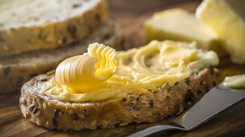 butter spread on toast