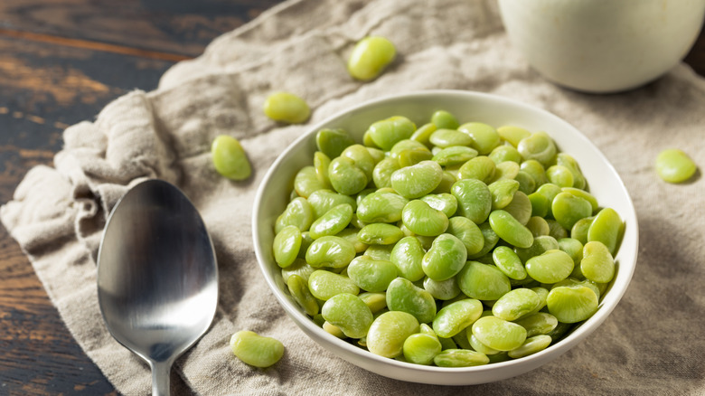 Bowl of green lima beans