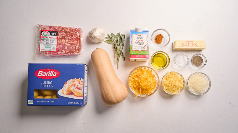 Butternut squash and cheese-stuffed shells ingredients