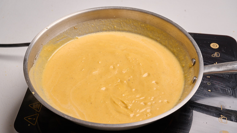 sauce ingredients in a skillet