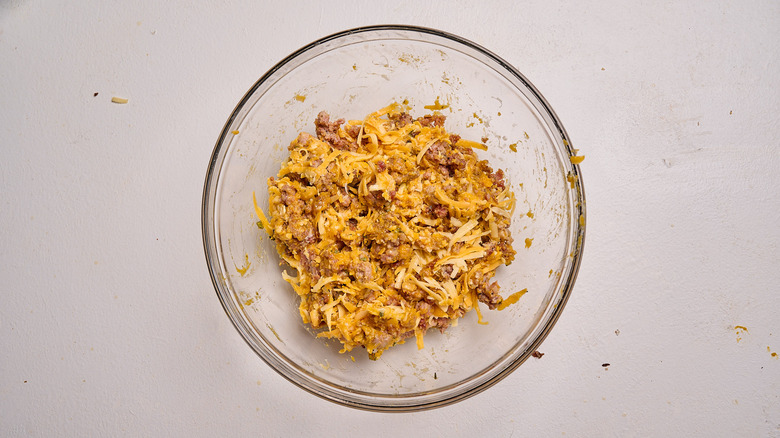 combining filling ingredients in a bowl