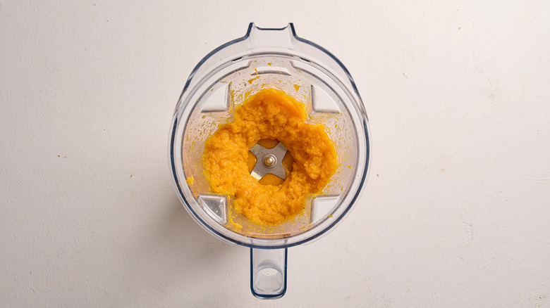 blended butternut squash in a blender