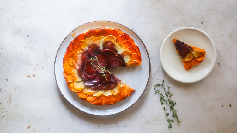 Roasted sweet potato and squash tart