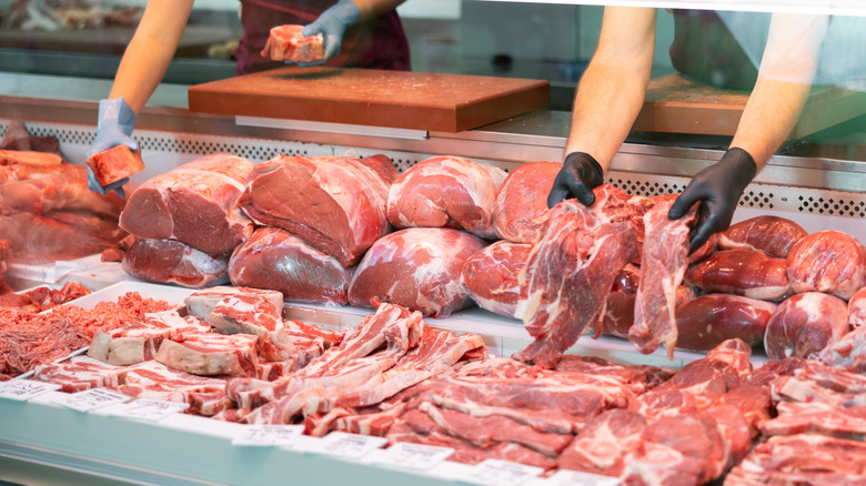 butcher store display of meat case