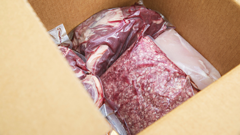 box of packaged beef cuts