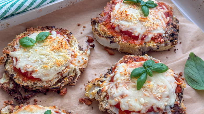 cabbage parmesan on sheet pan